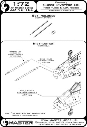 Master AM-72-160 Dassault Super Mystère B2 - Pitot Tubes and Angle Of Attack Probes 1/72 – image 3