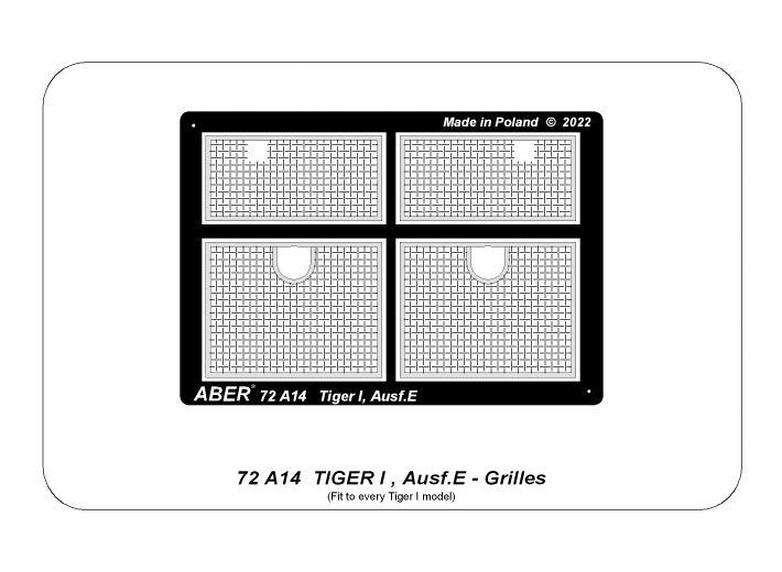 Aber 72A14 Nets for Tiger I, Ausf.E / Tiger I, Ausf.E- Grilles 1/72