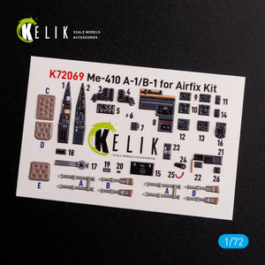 KELIK K72069 Messerschmitt Me410A-1 interior 3D decals for Airfix kit 1/72 – image 2
