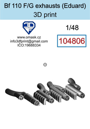 Omask 104806 Bf 110 F/G exhaust (for Eduard) 3D print 1/48