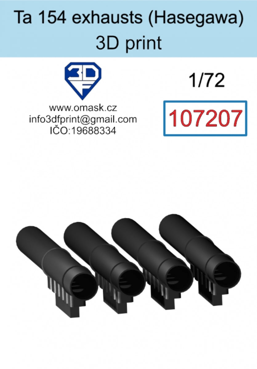 Omask 107207 Ta 154 exhausts (Hasegawa) 3D print 1/72