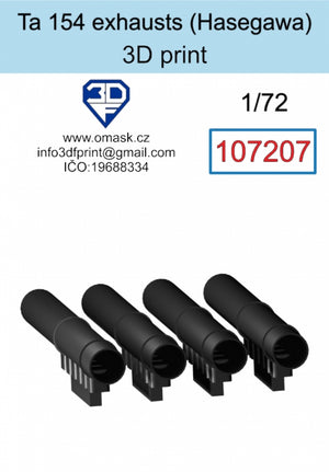Omask 107207 Ta 154 exhausts (Hasegawa) 3D print 1/72