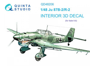 Quinta Studio QD48206 Ju 87B-2/R-2 3D-Printed &amp;amp; colored Interior on decal paper (Italeri) 1/48