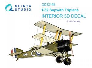 Quinta Studio QD32149 Sopwith Triplane 3D-Printed &amp;amp; coloured Interior on decal paper (Roden) 1/32