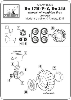 Armory Models AW48205 Dornier Do 17M/P/Z, Do 215 wheels w/weighted tires 1/48 – zdjęcie 7