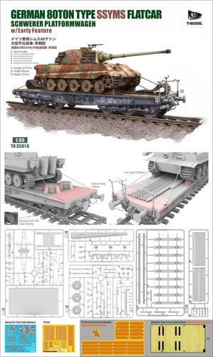 T-Model TK3501A German 80-ton Type SSYMS Flatcar (Schwerer Platformwagen) wearly feature 1/35 – zdjęcie 2