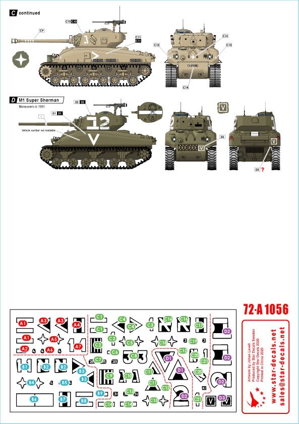 Star Decals 72-A1056 Israeli AFVs # 1. M1 Super Sherman and M1 Super Sherman 1/72 – image 2