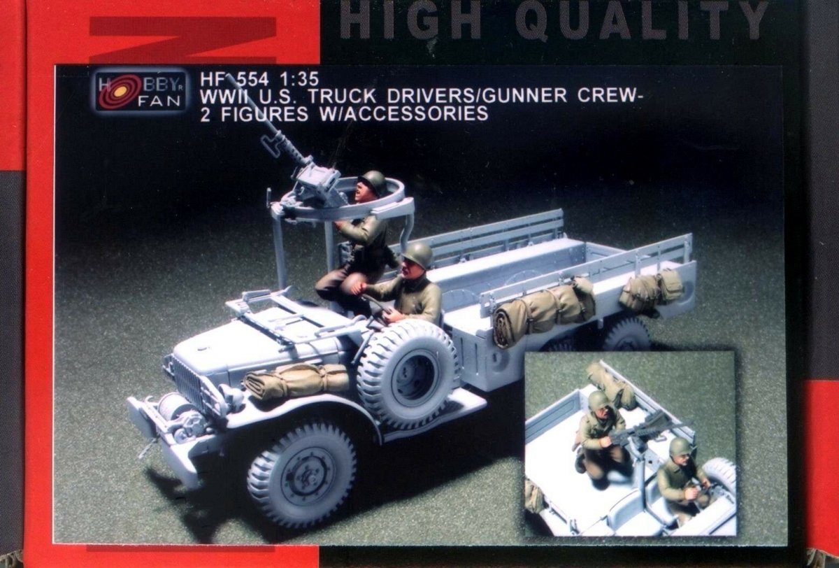 Hobby Fan HF554 WW II U.S. TRUCK DRIVERS/GUNNER CREW-2 FIGURES W/ACCESSORIES 1/35 – zdjęcie 2