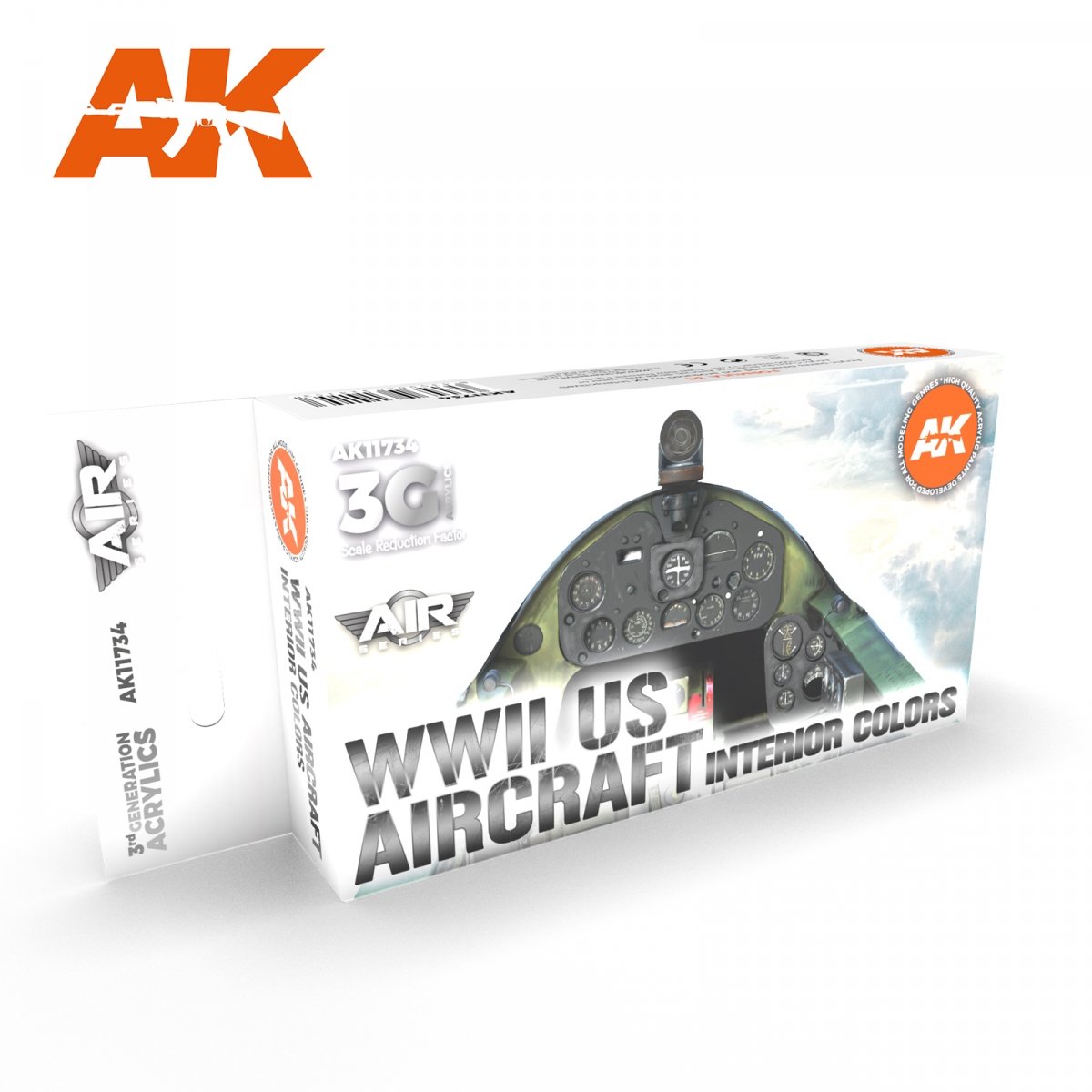 AK Interactive AK11734 WWII US AIRCRAFT INTERIOR COLORS 6x17 ml