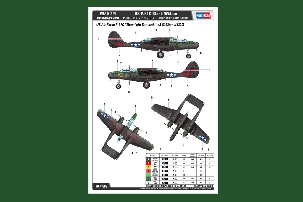 Hobby Boss 87263 P-61C Black Widow 1/72 – immagine 4