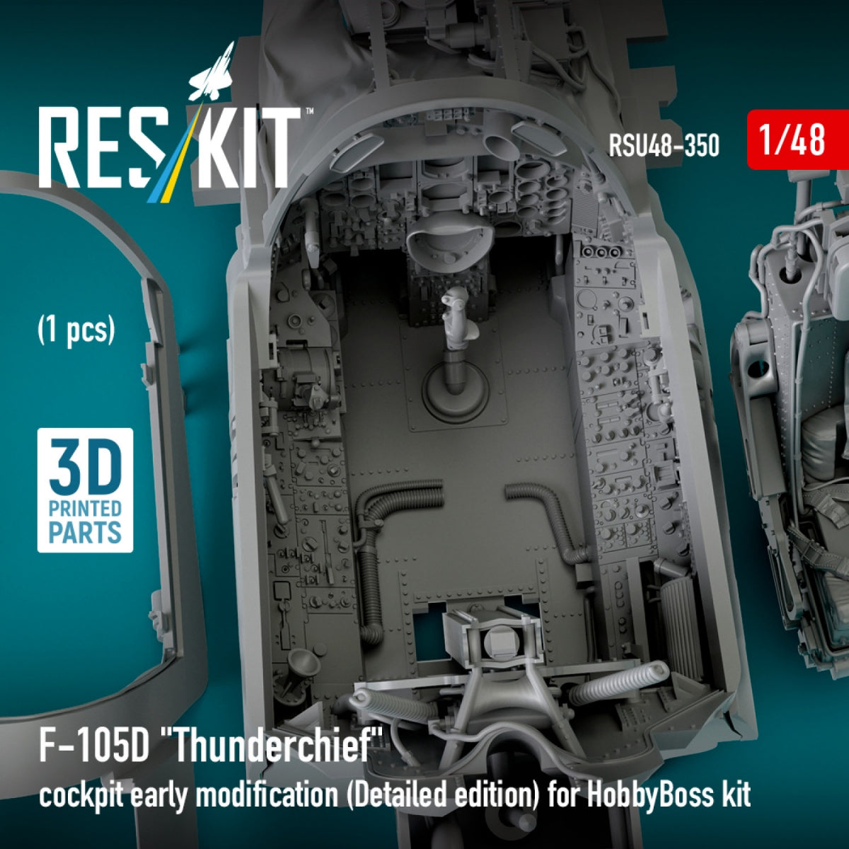 RESKIT RSU48-0350 F-105D &amp;quot;Thunderchief&amp;quot; cockpit early modification (Detailed edition) for HobbyBoss kit (3D Printed) 1/48 – zdjęcie 3