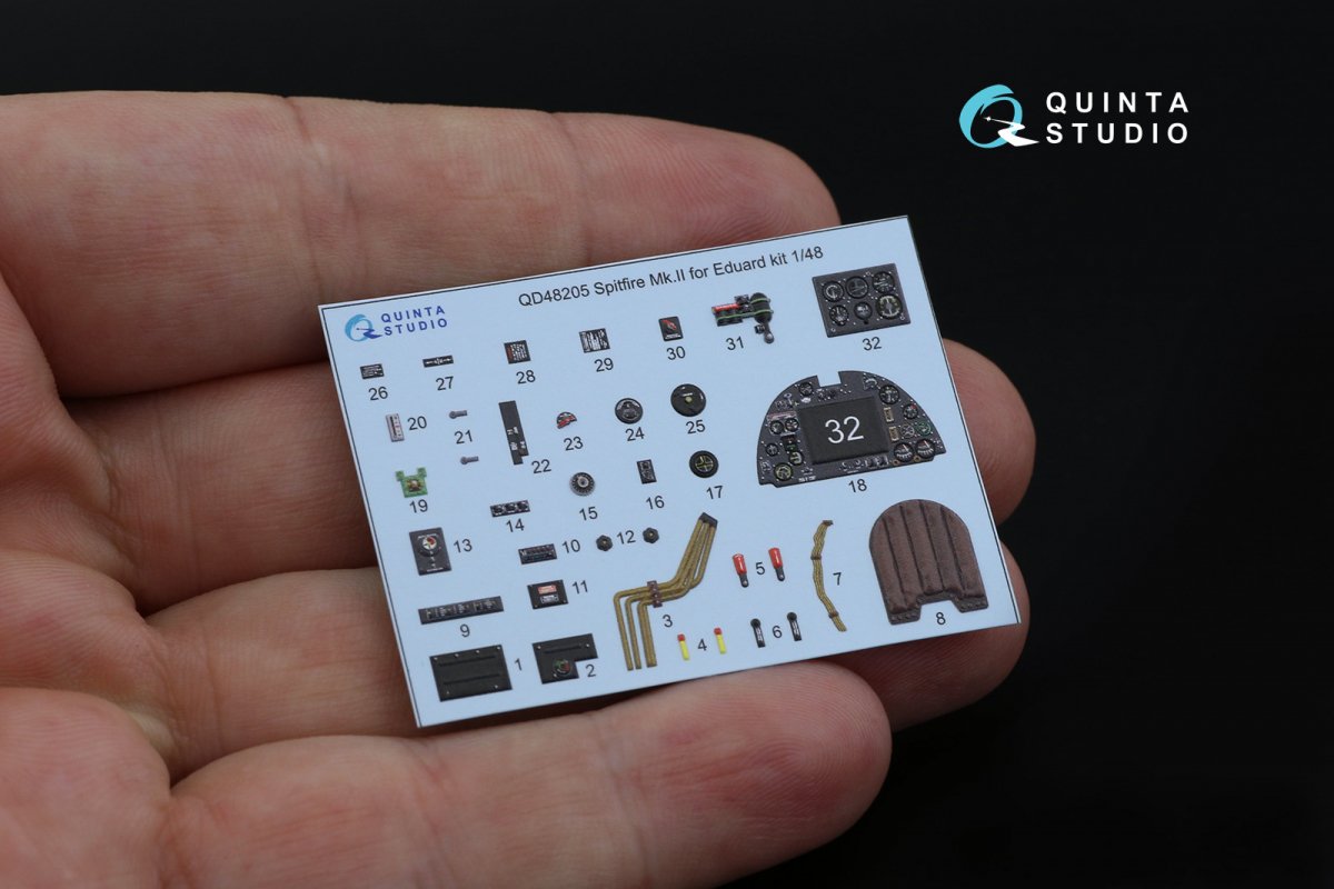 Quinta Studio QD48205 Spitfire Mk.II 3D-Printed &amp;amp; coloured Interior on decal paper (Eduard) 1/48 – zdjęcie 8