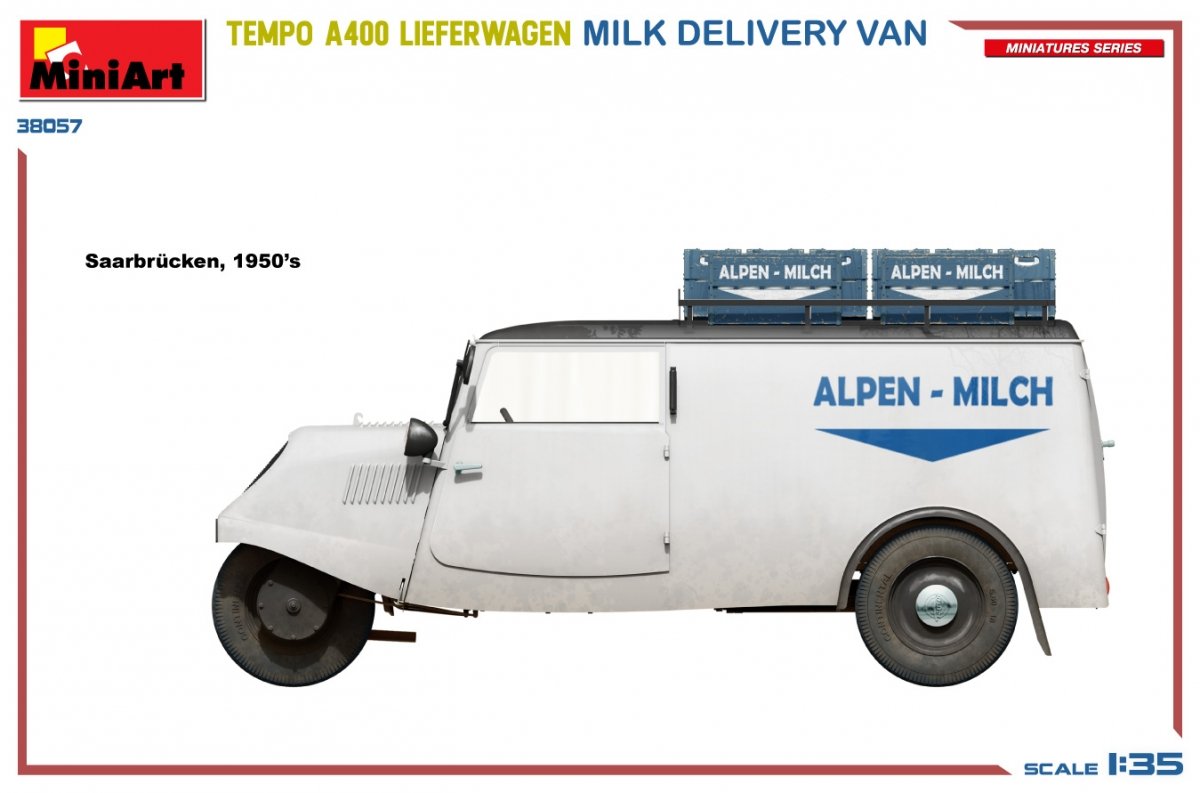 MiniArt 38057 TEMPO A400 LIEFERWAGEN. MILK DELIVERY VAN 1/35 – zdjęcie 6