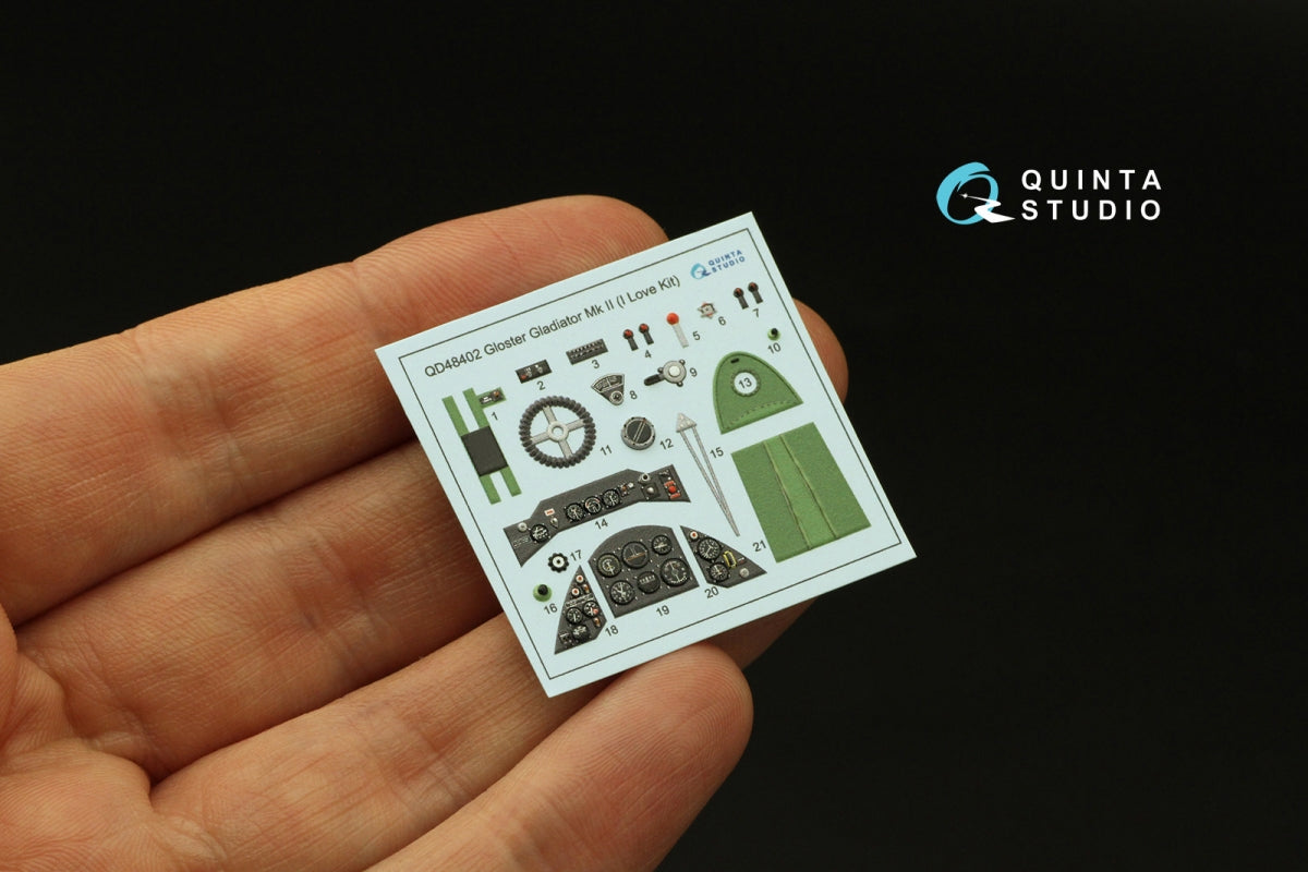 Quinta Studio QD48402 Gloster Gladiator MKII 3D-Printed &amp;amp; coloured Interior on decal paper (I Love Kit) 1/48 – zdjęcie 4