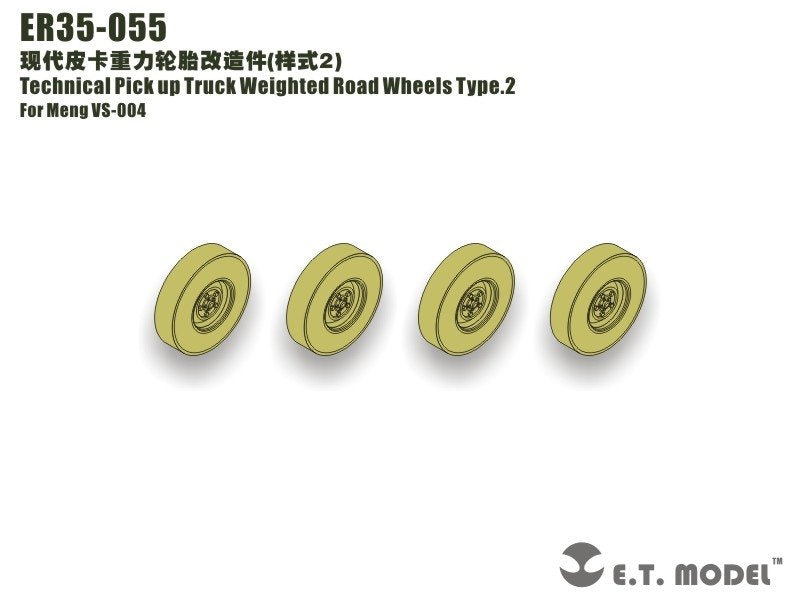 ET Model ER35-055 Technical Pick up Truck Weighted Road Wheels Type.2 For Meng VS-004 1/35
