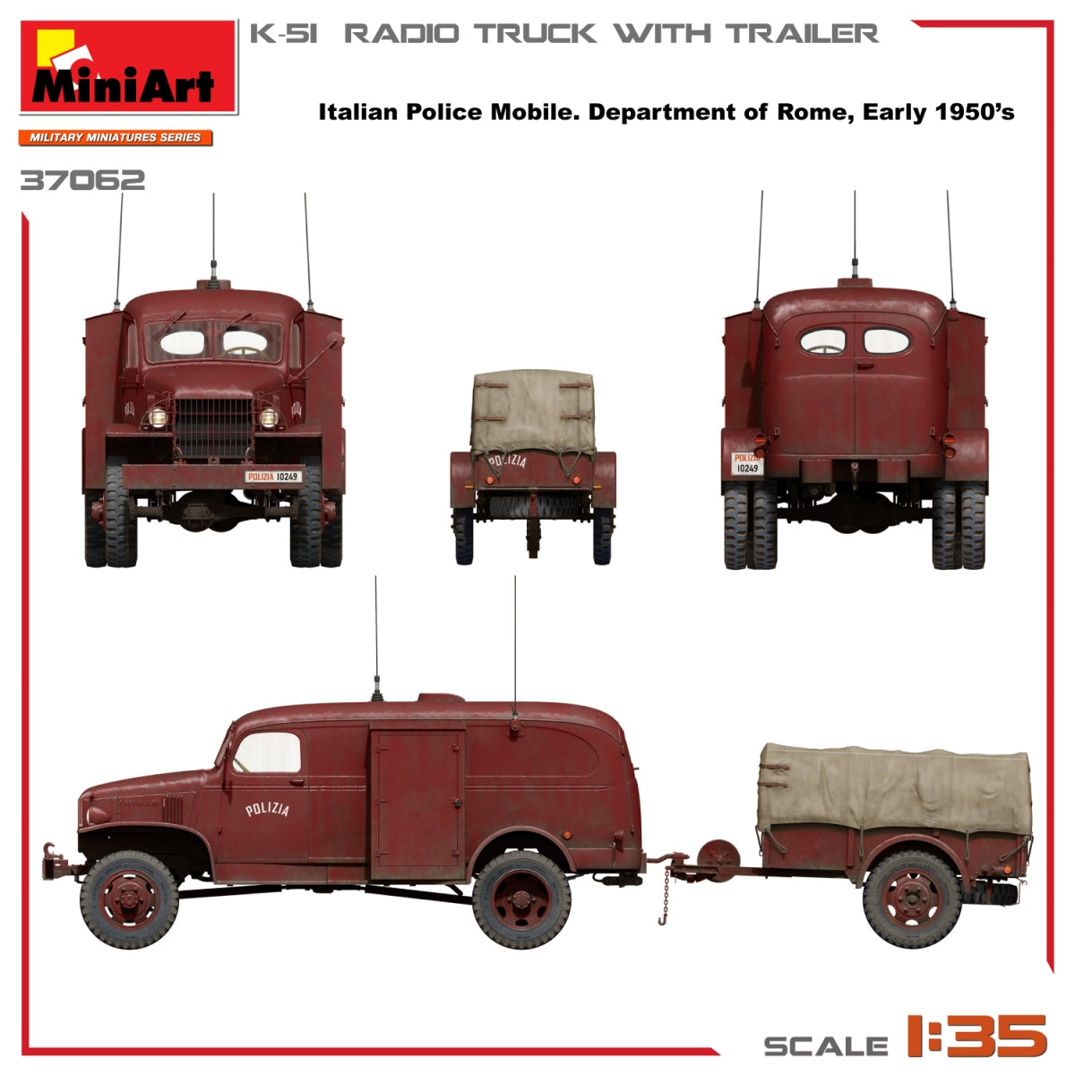 Miniart 37062 K-51 RADIO TRUCK WITH TRAILER 1/35 – image 5