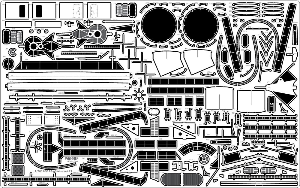 Pontos 23002F1 USS BB-63 Missouri 1945 Detail Up Set (Teak tone stained wooden deck) 1/200 – zdjęcie 12