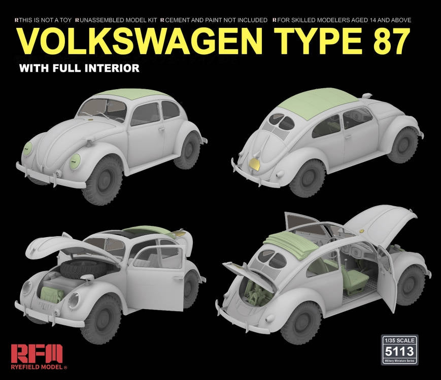 Rye Field Model 5113 Volkswagen Type 87 w/full interior 1/35 – zdjęcie 3