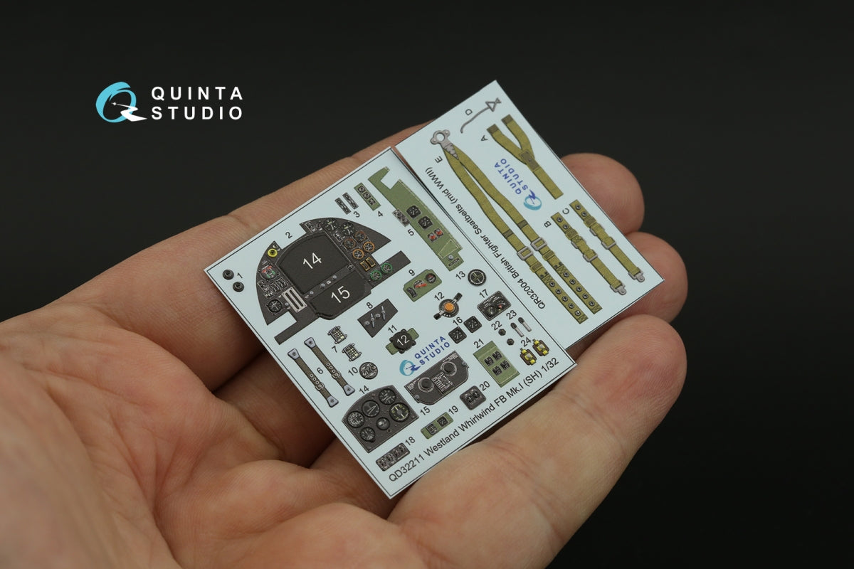 Quinta Studio QD32211 Westland Whirlwind FB Mk.I 3D-Printed &amp;amp; colored Interior on decal paper (Special Hobby) 1/32 – image 3