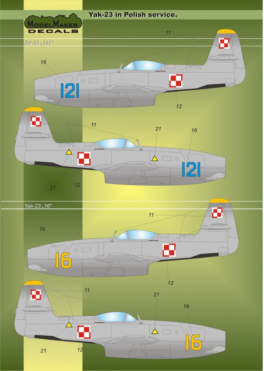 ModelMaker Decals D48019 Yak-23 in Polish service 1/48 – zdjęcie 4