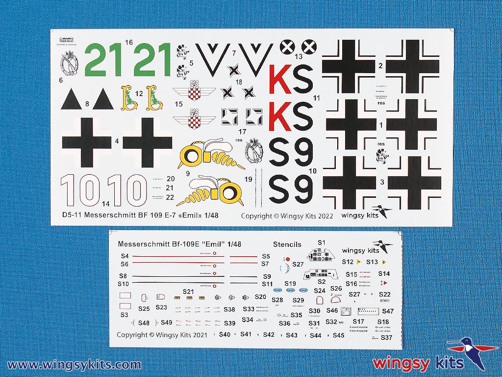 Wingsy Kits D5-11 German WWII Fighter MESSERSCHMITT Bf 109 E-7 1/48 – zdjęcie 10