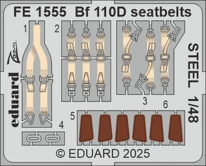 Eduard FE1555 Bf 110D seatbelts STEEL EDUARD 1/48