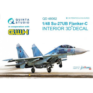Quinta Studio QD48062 Su-27UB 3D-Printed &amp;amp; colored Interior on decal paper (for GWH kit) 1/48