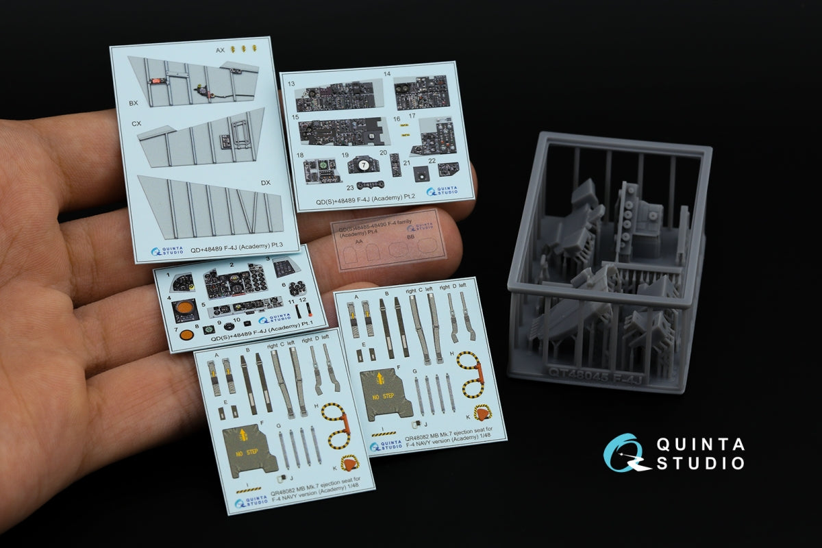 Quinta Studio QD+48489 F-4J Phantom II 3D-Printed &amp;amp; coloured Interior on decal paper (Academy) (with 3D-printed resin parts) 1/48 – zdjęcie 2