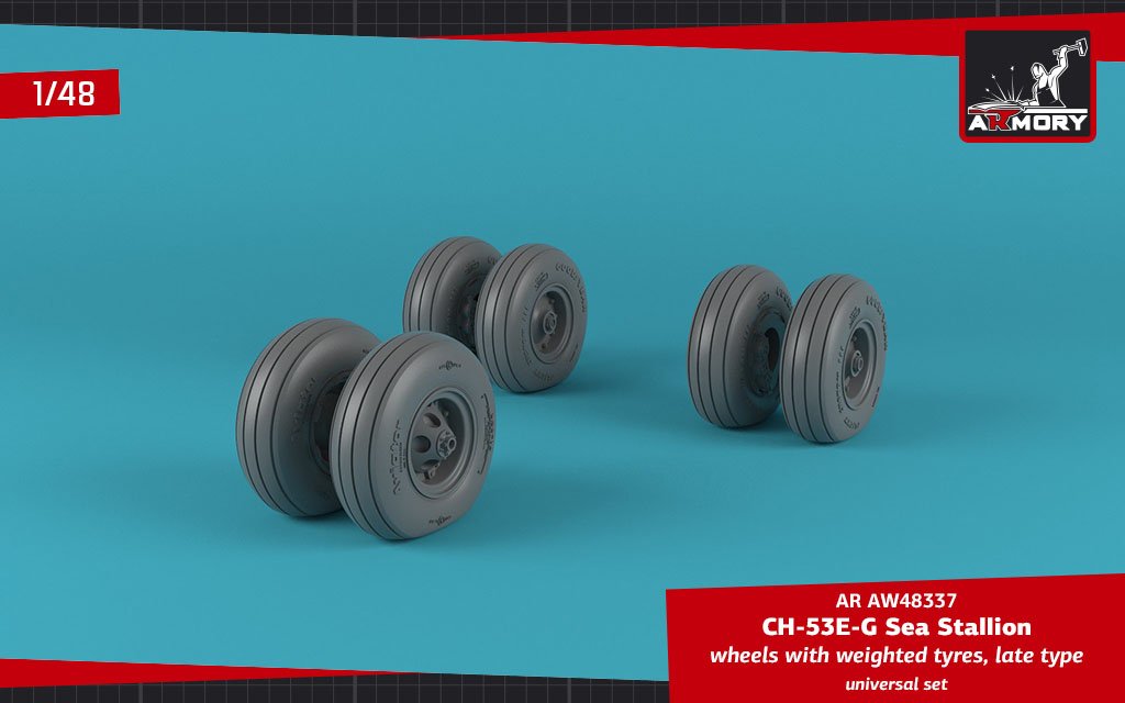 Armory Models AW48337 CH-53 Sea Stallion wheels w/ weighted tires, late 1/48 – zdjęcie 3