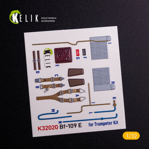 KELIK K32020 BF-109 E - Interior 3D Decal with 3D printed parts for Trumpeter kit 1/32 – zdjęcie 2