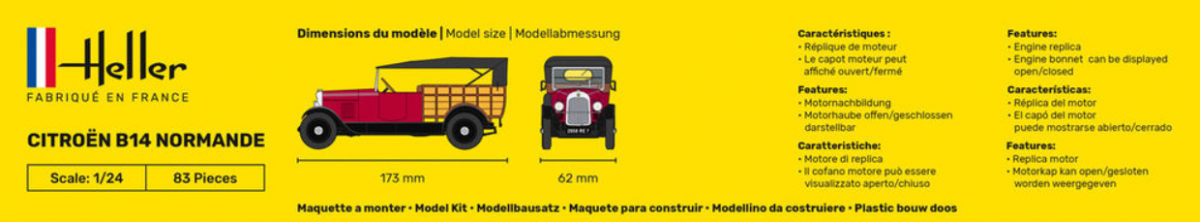 Heller 56729 Starter Kit - Citroen B14 Normande 1/24 – zdjęcie 3