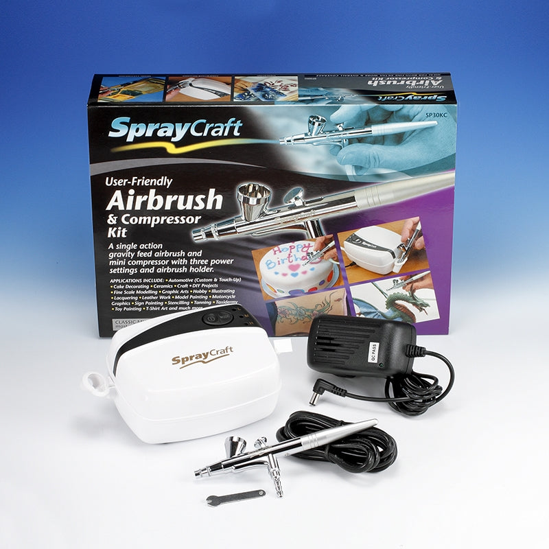 SprayCraft SP30KC-EU Gravity Feed Airbrush &amp;amp; Compressor Kit