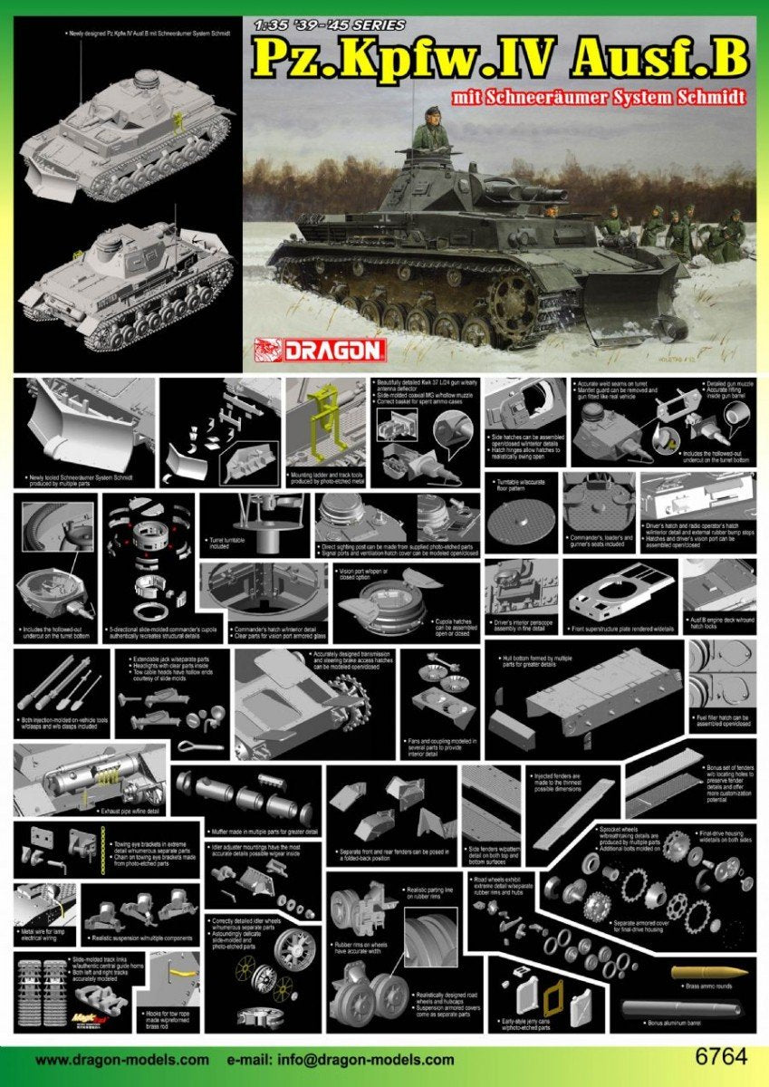 Dragon 6764 Pz.Kpfw.IV Ausf.B mit Schneeraumer System Schmidt 1/35 – zdjęcie 4