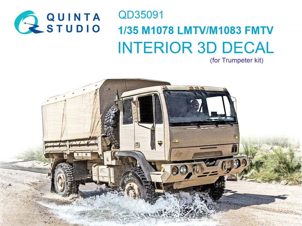 Quinta Studio QD35091 M1078 LMTV & M1083 FMTV 3D-Printed & coloured Interior on decal paper (Trumpeter) 1/35