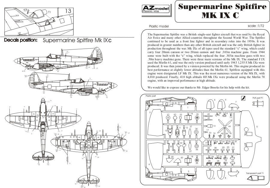 AZ Model AZ7391 Supermarine Spitfire Mk.IXc &amp;quot;Aces&amp;quot; (1/72) – image 3