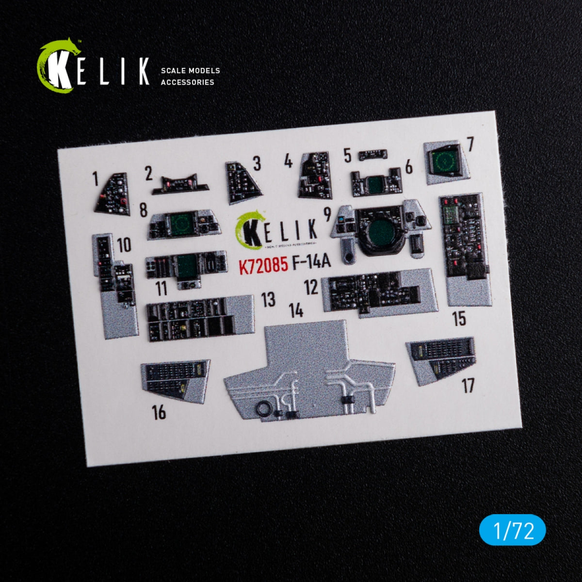 KELIK K72085 F-14A Tomcat - interior 3D decals for Hasegawa kit 1/72 – Bild 3