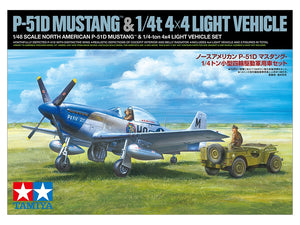 Tamiya 25205 North American P-51D Mustang &amp;amp; 1/4 ton 4x4 Light Vehicle Set 1/48 – zdjęcie 2