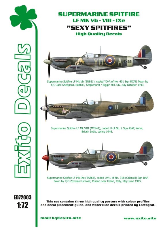 Exito ED72003 DECALS Sexy Spitfires - Supermarine Spitfire LF Mk Vb - VIII - IXe 1/72