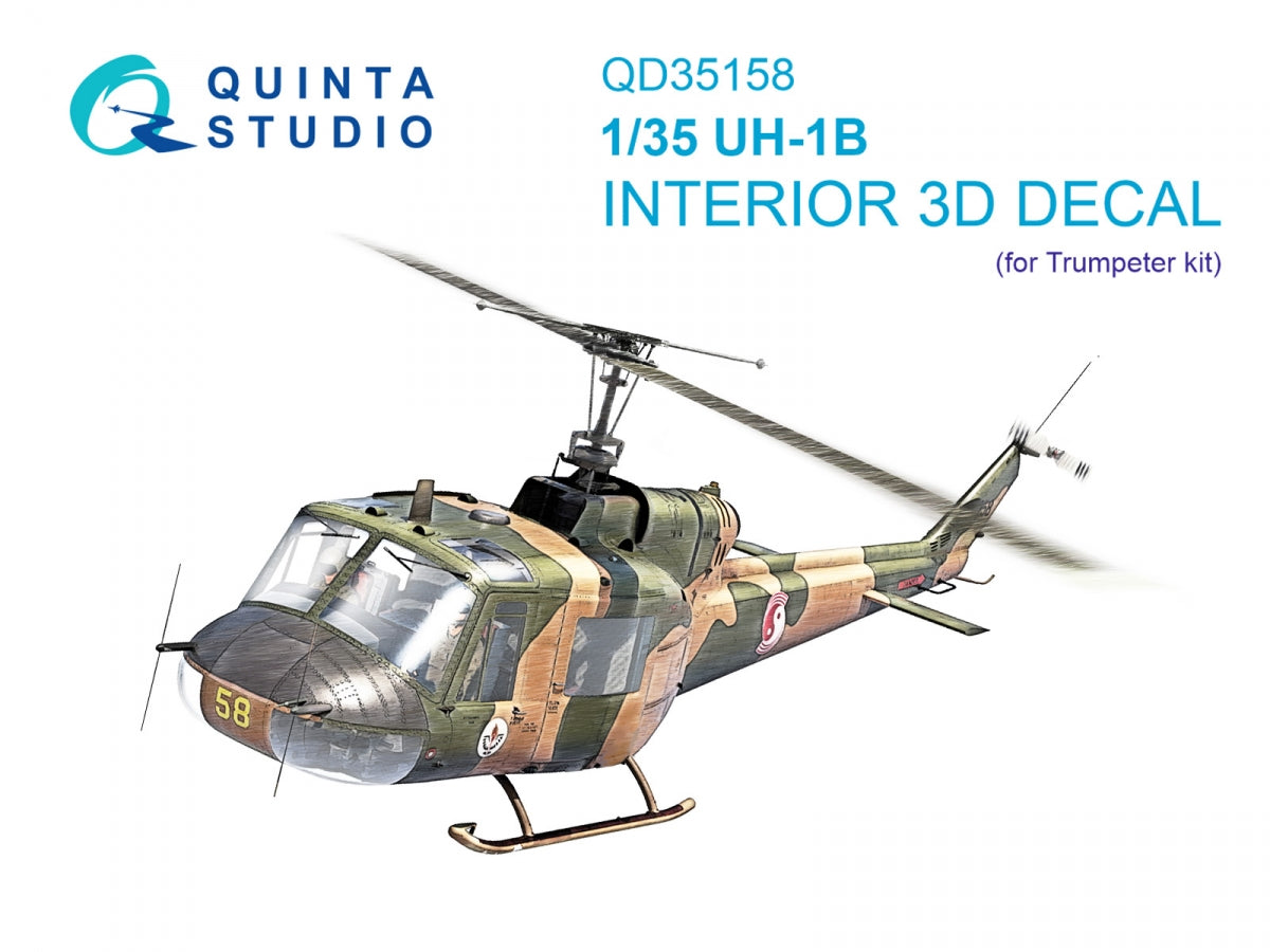 Quinta Studio QD35158 UH-1B 3D-Printed &amp;amp; colored Interior on decal paper (Trumpeter) 1/35