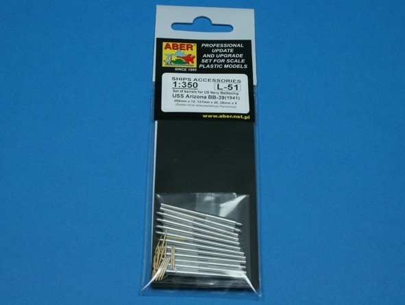 Aber 350L-51 Jeu de canons 356 mm x 12 ; 127 mm x 20 ; 28 mm x 8 pour cuirassés de classe Arizona (1/350) – image 4