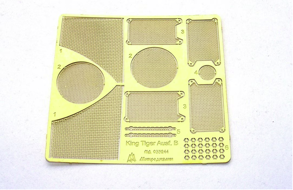 Microdesign MD 035244 King Tiger Ausf. B Grille PE-detail set for Dragon, Cyber Hobby, Platz, Zvezda 1/35