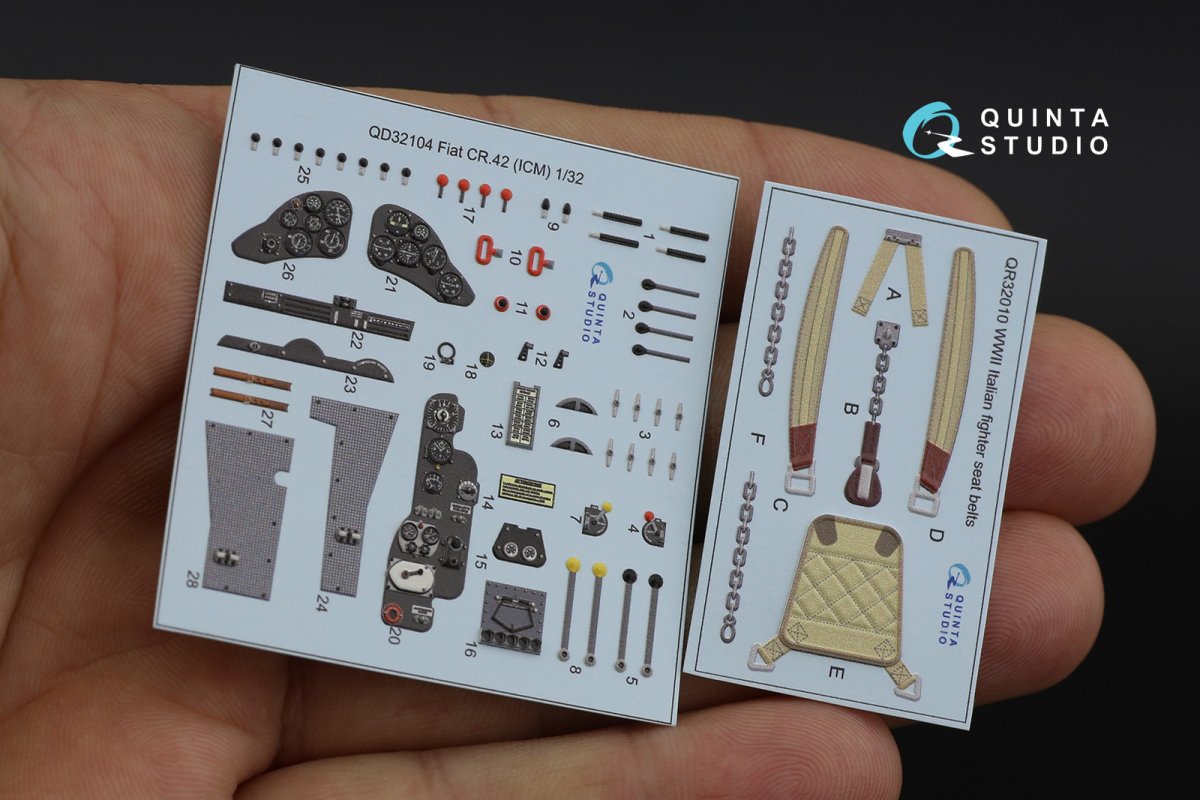 Quinta Studio QD32104 Fiat CR.42 3D-Printed &amp;amp; colored Interior on decal paper (ICM) 1/32 – image 13