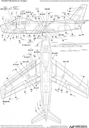 HobbyDecal ST32024V1 F-86 Stencils 1 ver 1 1/32 – zdjęcie 2