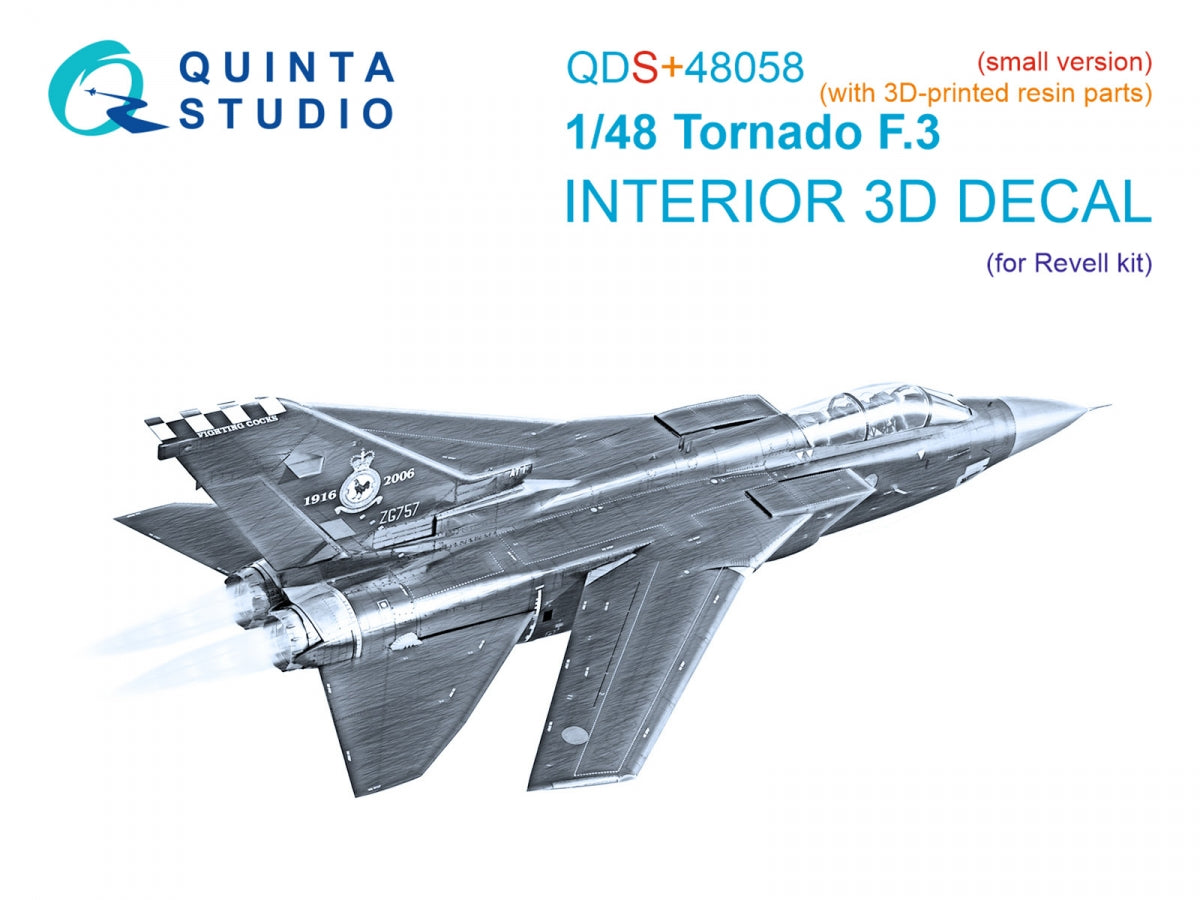 Quinta Studio QDS+48058 Tornado F.3 3D-Printed &amp;amp; coloured Interior on decal paper (Revell) (small version) (with 3D-printed resin parts) 1/48