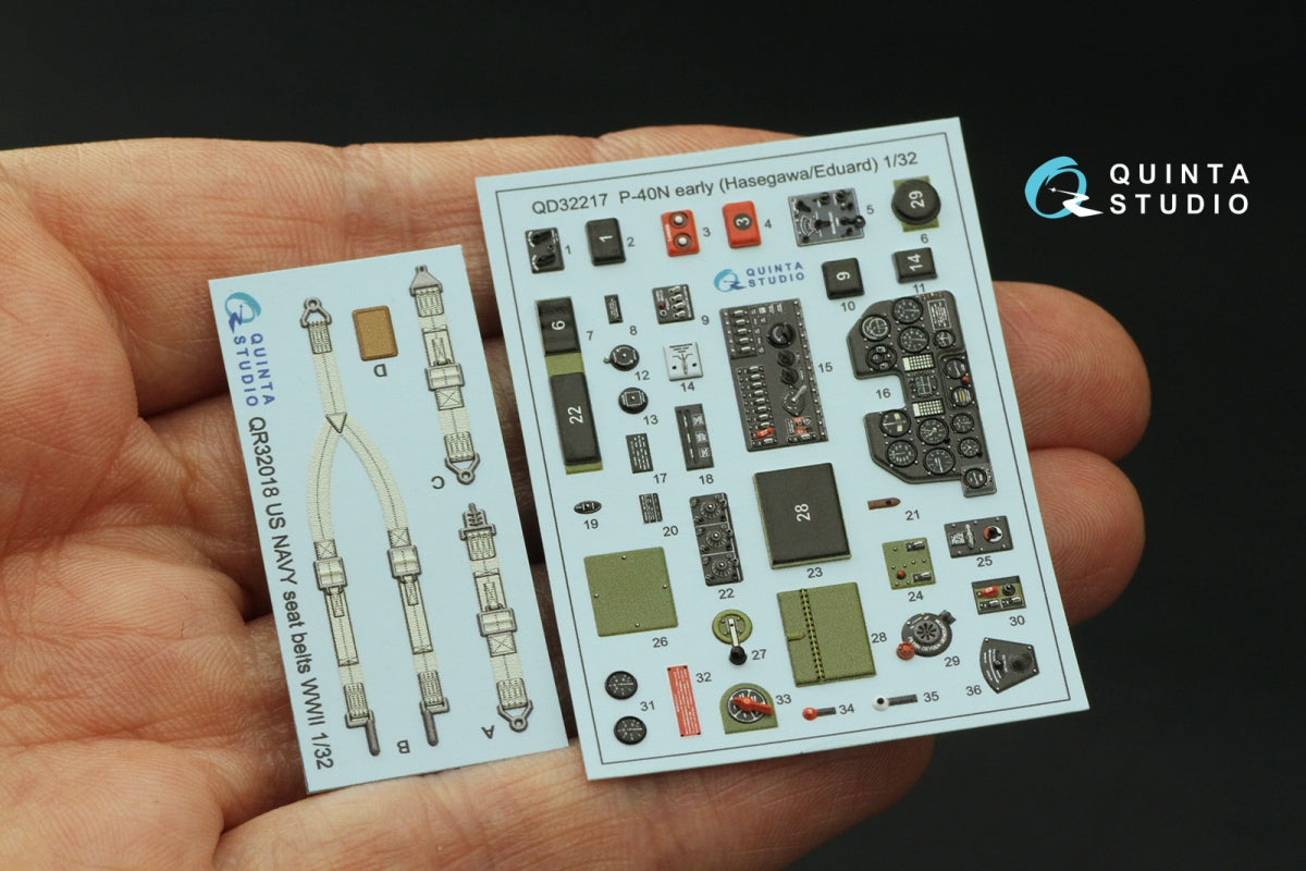 Quinta Studio QD32217 P-40N early 3D-Printed coloured Interior on decal paper (Hasegawa/Eduard) 1/32 – zdjęcie 3