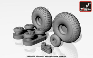Armory Models AW48402 deHavilland DH.98 Mosquito wheels, “checkerboard” tire pattern, weighted 1/48