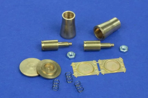 RB Model 35A09 Railroad flat buffer turned and photo etch brass kit set contains two buffers 1/35 – zdjęcie 3