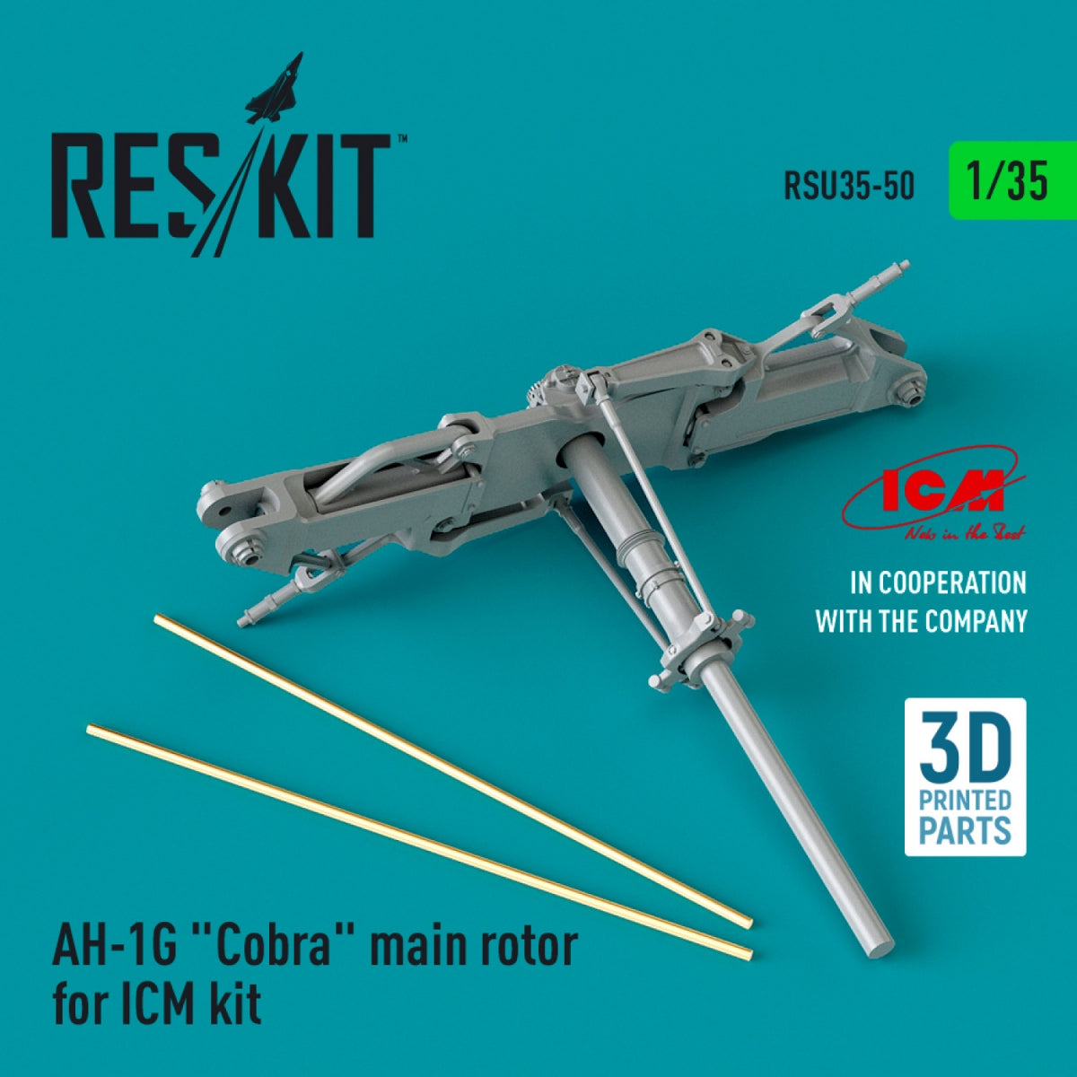 RESKIT RSU35-0050 AH-1G Cobra main rotor for ICM kit (3D Printed) 1/35