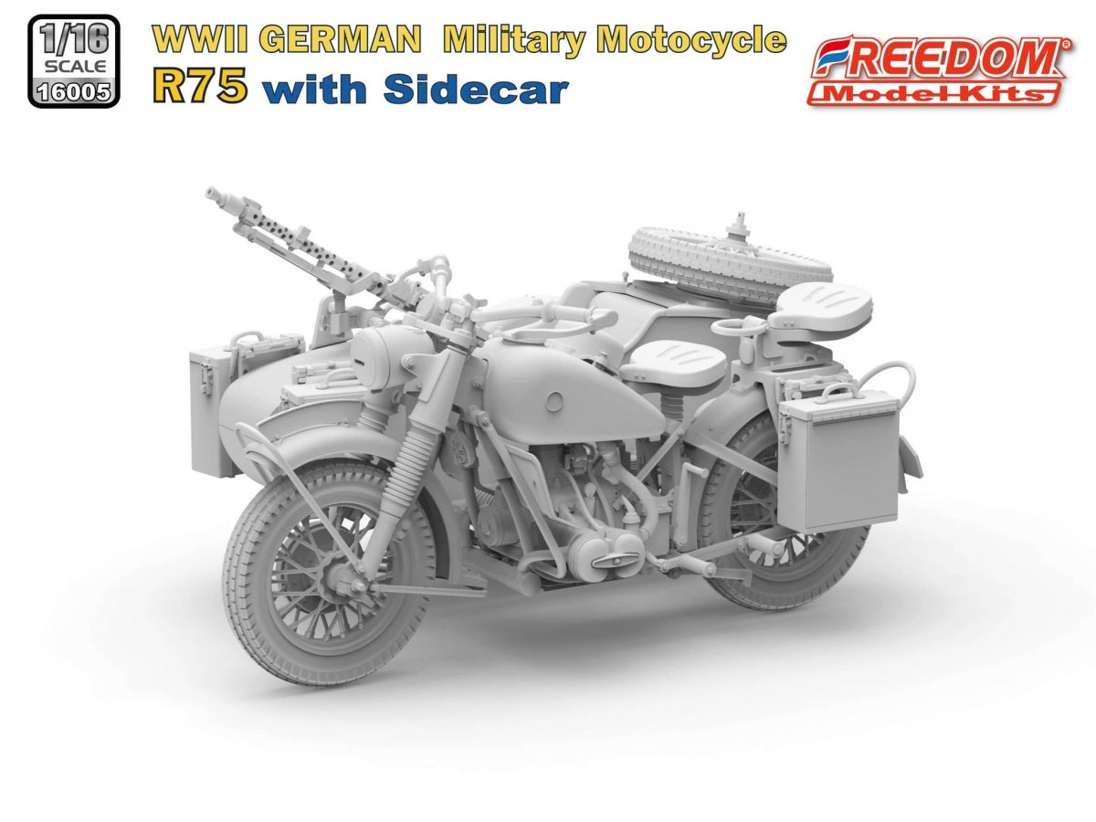 Freedom 16005 R75 with Sidecar WWII German Motorcycle 1/16 – zdjęcie 2