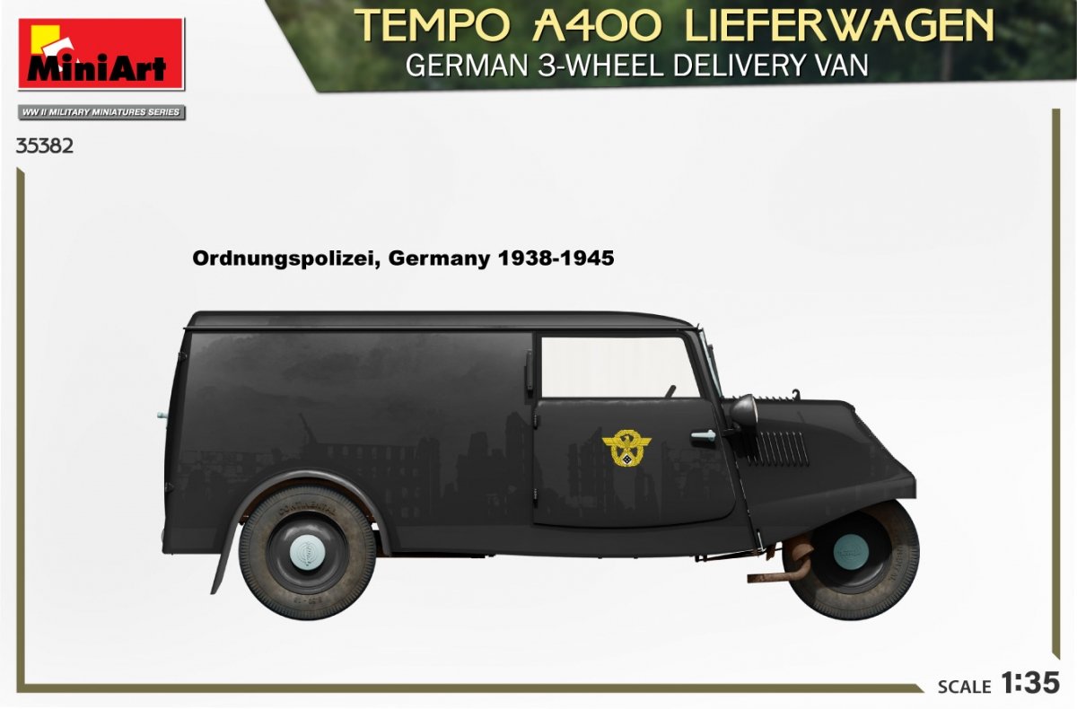 MiniArt 35382 TEMPO A400 LIEFERWAGEN. GERMAN 3-WHEEL DELIVERY VAN 1/35 – image 4